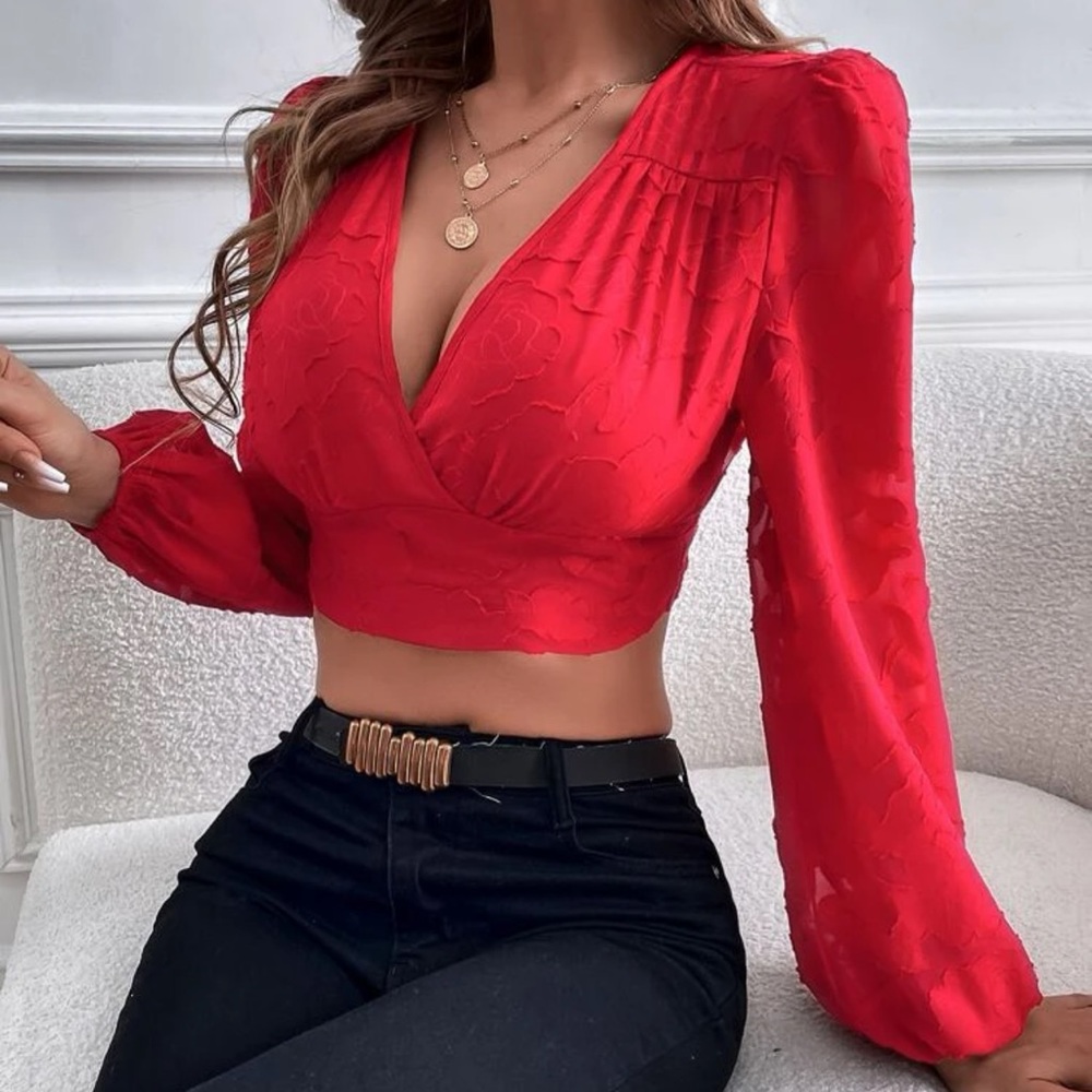 Red Openback Crop Top